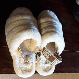 UGG Cream Fluffy Slide Slippers